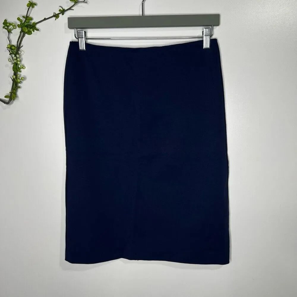 Garnet Hill Navy Blue Stretch Lined Pencil Skirt Sz 6